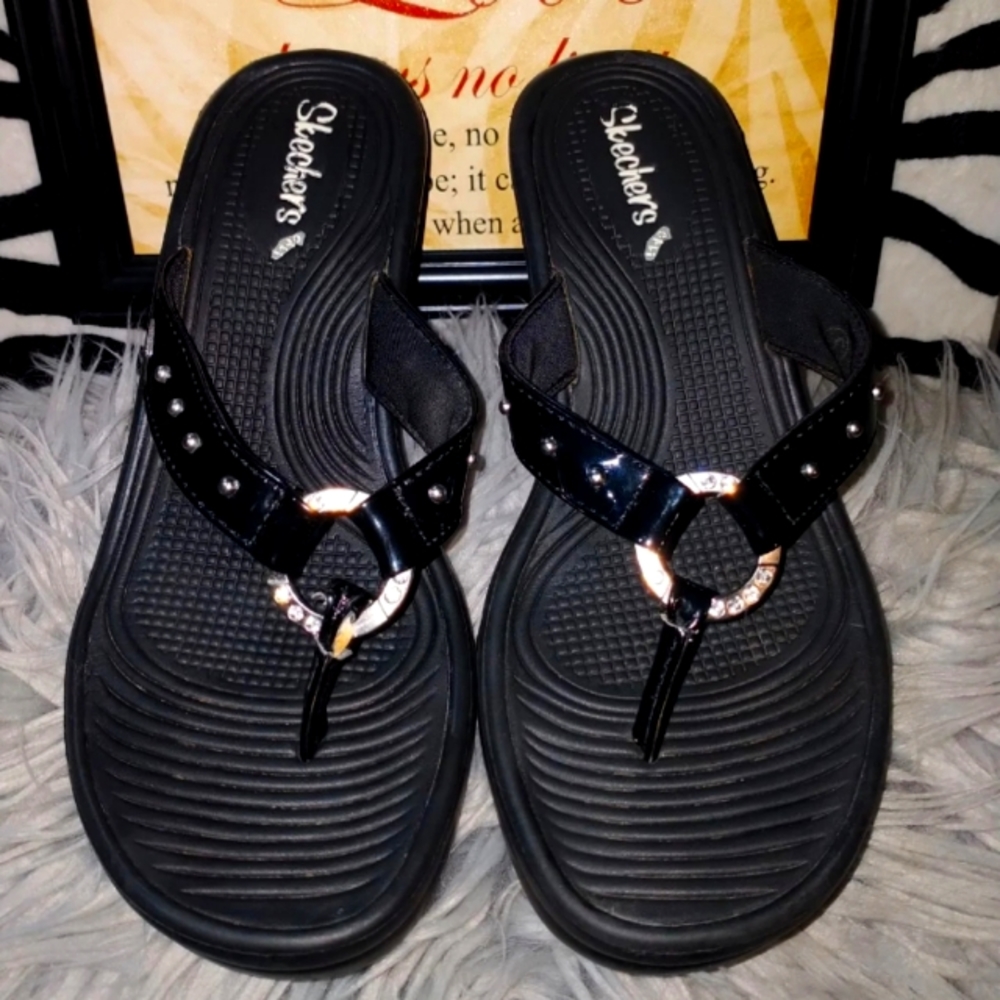 Comfortable Black Soft Rubber Skechers Sandals